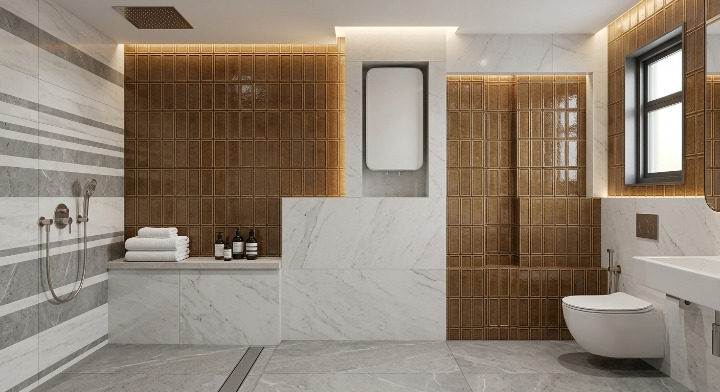 White Marble Rain Shower